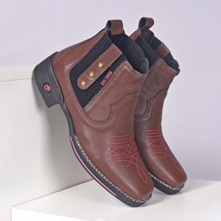 Bota Botina Feminina Country Texana Bico Quadrado