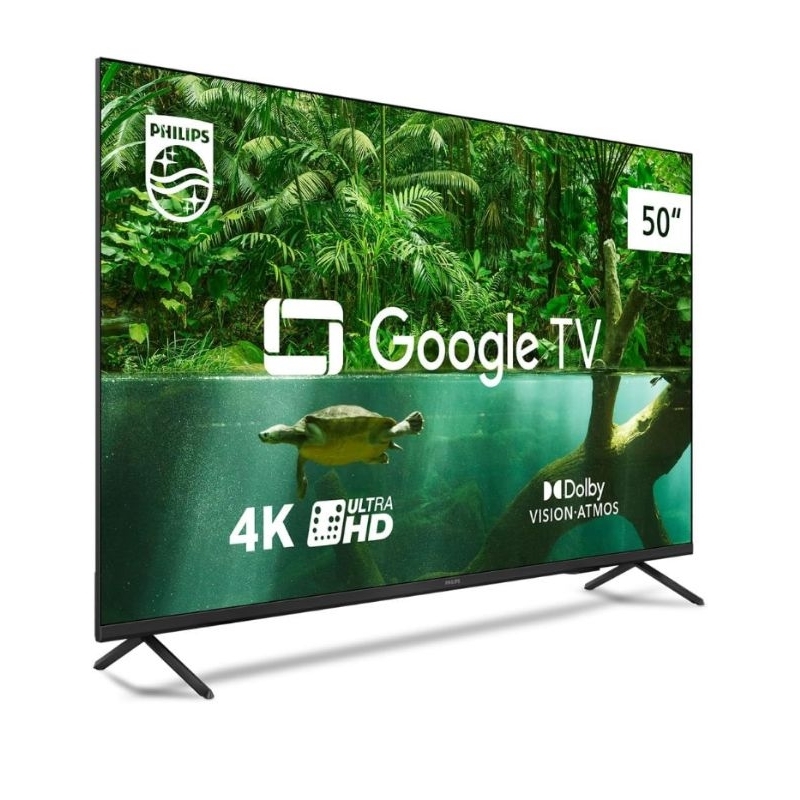 Smart TV Philips 50" 4K 50PUG7408/78, Google TV, Comando de Voz, Dolby Vision/Atmos, VRR/ALLM, Bluetooth