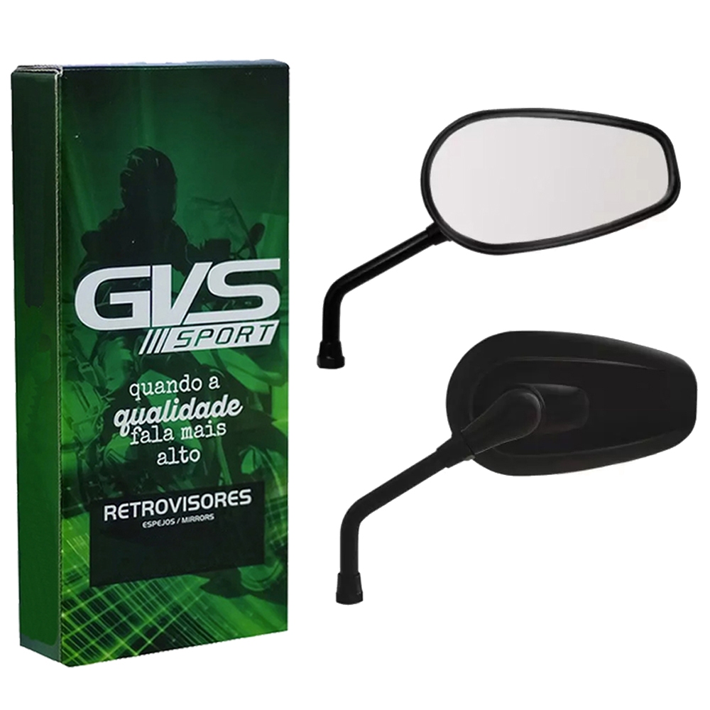 Par Retrovisor Gvs Harley Mirage 250 Shadow 600 intruder 250 Preto Lente Plana