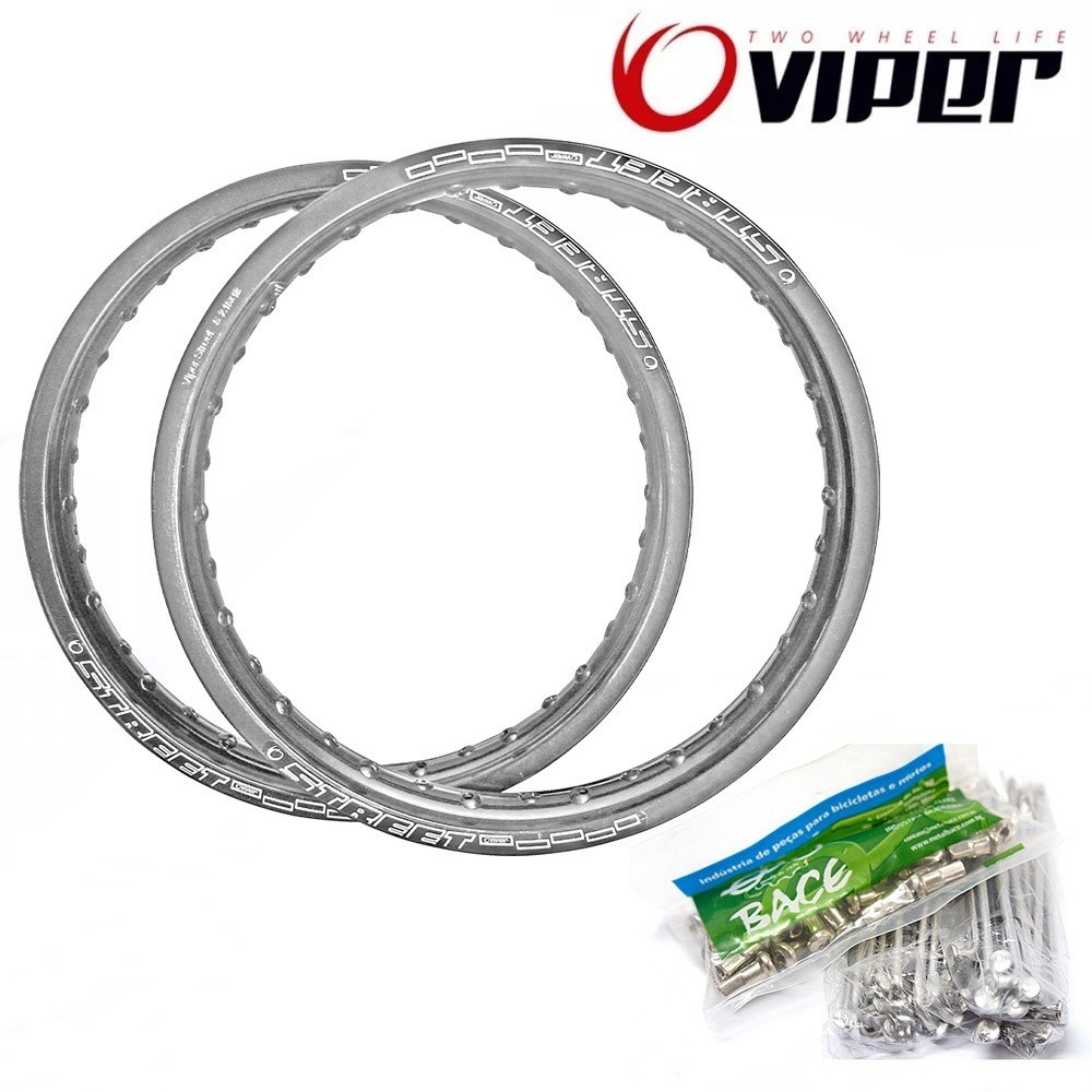 Aro Viper  2.15x14 + 2.15x17 Street Par Raios 4mm Inox Bace Pop 100 110