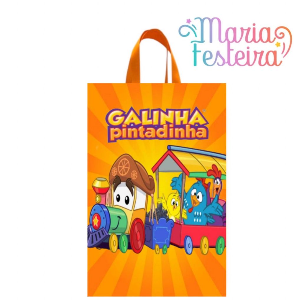 15 Sacolinhas Personalizadas Tema Galinha Pintadinha Tamanho 16x4x10