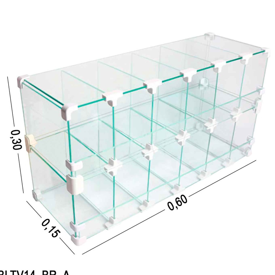 Baleiro De Vidro  Prateleira Para bar  0,60 x 0,30 x 0,15 conectivos brancos