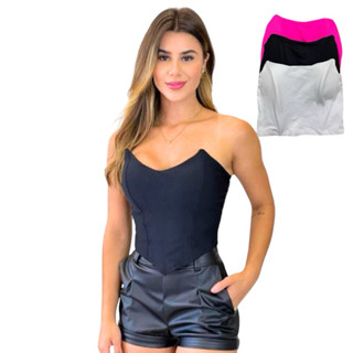 Cropped Morcego Com Bojo Corselet Top Tomara Que Caia Corset Feminino Suplex Premium