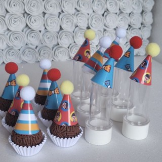 40 mini chapeuzinho circo menino ,topper doces docinhos, tubete,pompom