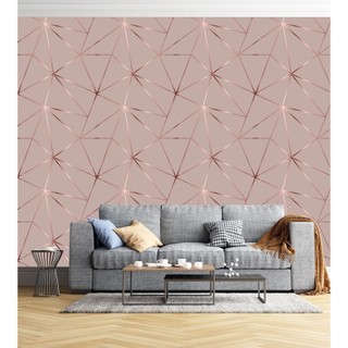 Papel De Parede Geométrico Rose Gloss Lavável Colante 2,50m