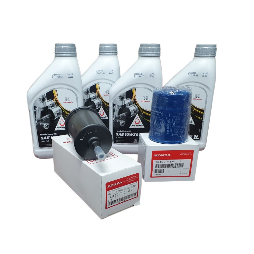 Kit Revisão Honda Promocional 4 Óleo 10w30 mais Filtro de Comb. Filtro de Óleo e Arruela do Dreno Originais Genuínos Honda Melhor Preço Honda Fit ate 2014 Honda Civic 2012 e 2013 e Honda City 2009 a 2014