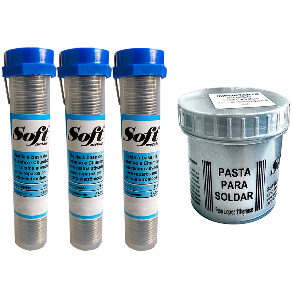 Tubos Solda Estanho 4mts/25g 1mm 60x40 1.0mm C/ Fluxo - Soft Azul em Oferta na Shopee