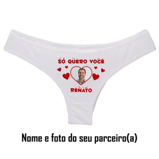 Calcinha personalizada com foto namorado marido presente criativo do P ao plus size