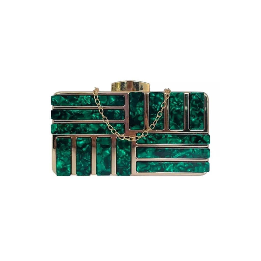 Bolsa Clutch Festa Acrílico Verde Casamentos