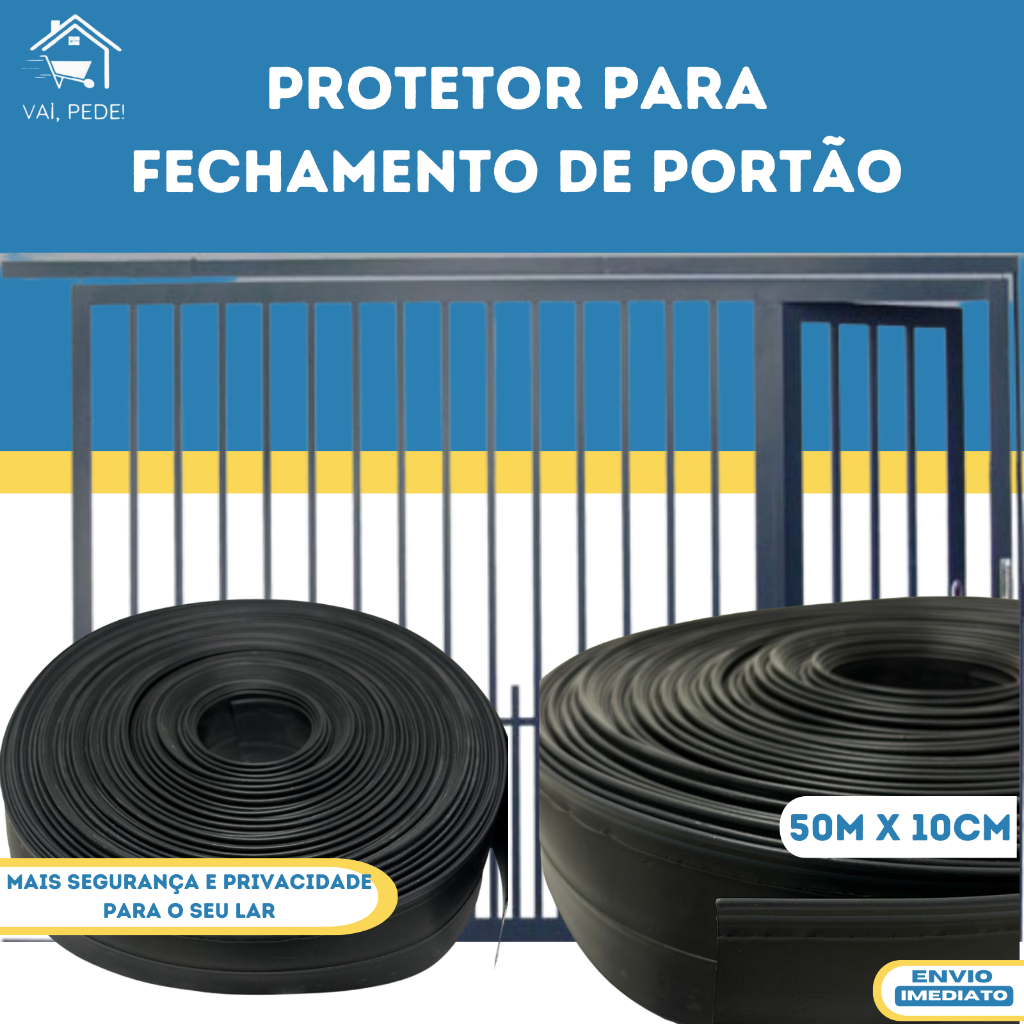 Protetor de Portão 50 METROS na cor PRETA  (10 cm de altura) em Oferta na Shopee