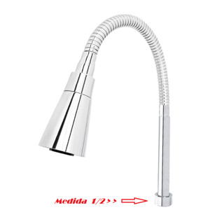 TUBO * 1/2 * FLEXÍVEL CONE CROMADO PARA TORNEIRA GOURMET - AREJADOR 2 JATOS