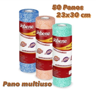 50 Pano Multiuso Rolo Perflex Limpeza Casa Vabene Móveis Cozinha AZUL em Oferta na Shopee
