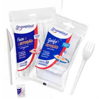 KIT GARFO E FACA 200 PEÇAS TALHERES DESCARTÁVEL SIMPLES PARA REFEIÇÕES CHURRASCO FESTA