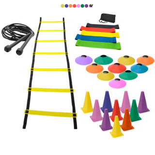 Kit Treino Funcional Agilidade Escada 7 Degraus 10 Cones 10 Chapéus 1 Kit 5 Mini Band 1 Co...