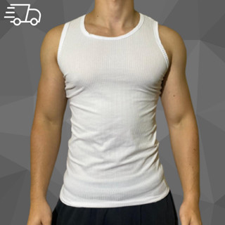 Regata Masculina Americana Masculina Justa Canelada Algodão Elastano