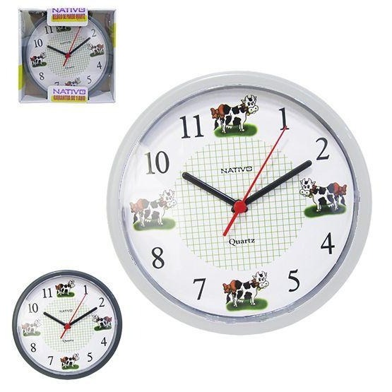 Relogio De Parede Quartz Vaquinha Redondo Analogico em Oferta na Shopee