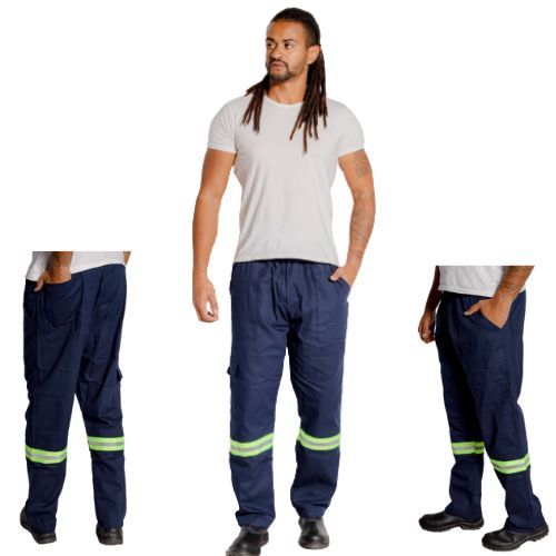 Calça Cargo Brim Refletivo Uniforme Mecânico/pedreiro 38