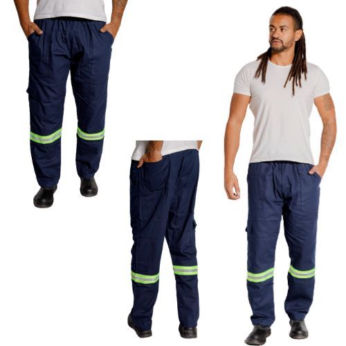Calça Brim Faixa Refletiva XG e EXG 38