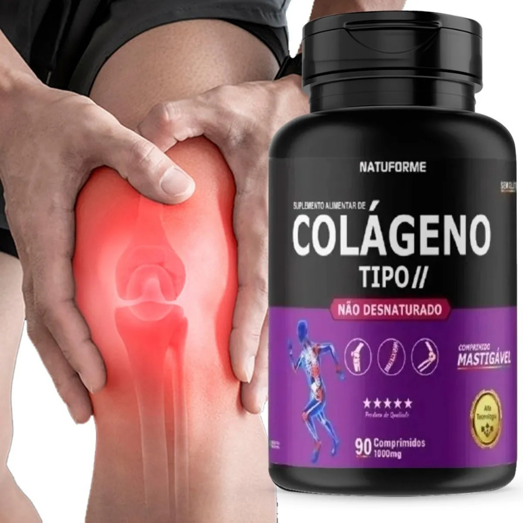 Colágeno Tipo 2 Não Hidrolisado Mastigável 90 Comprimidos 1000mg Sabor Morango(iogurte) - Natuforme