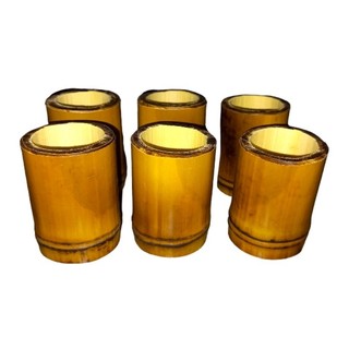 Kit 6 Mini Vaso de Bambu Vasinho de Bambu Natural Mini Vasinhos suculentas Decorativos Lembrancinhas