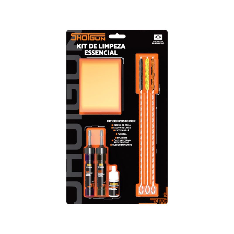 Kit Manutenção Armas Curtas Shotgun - Essencial - 7 Peças - 380 / 9mm / 22LR / 38 / 357 / .40 / 44 / 454 / 38TPC