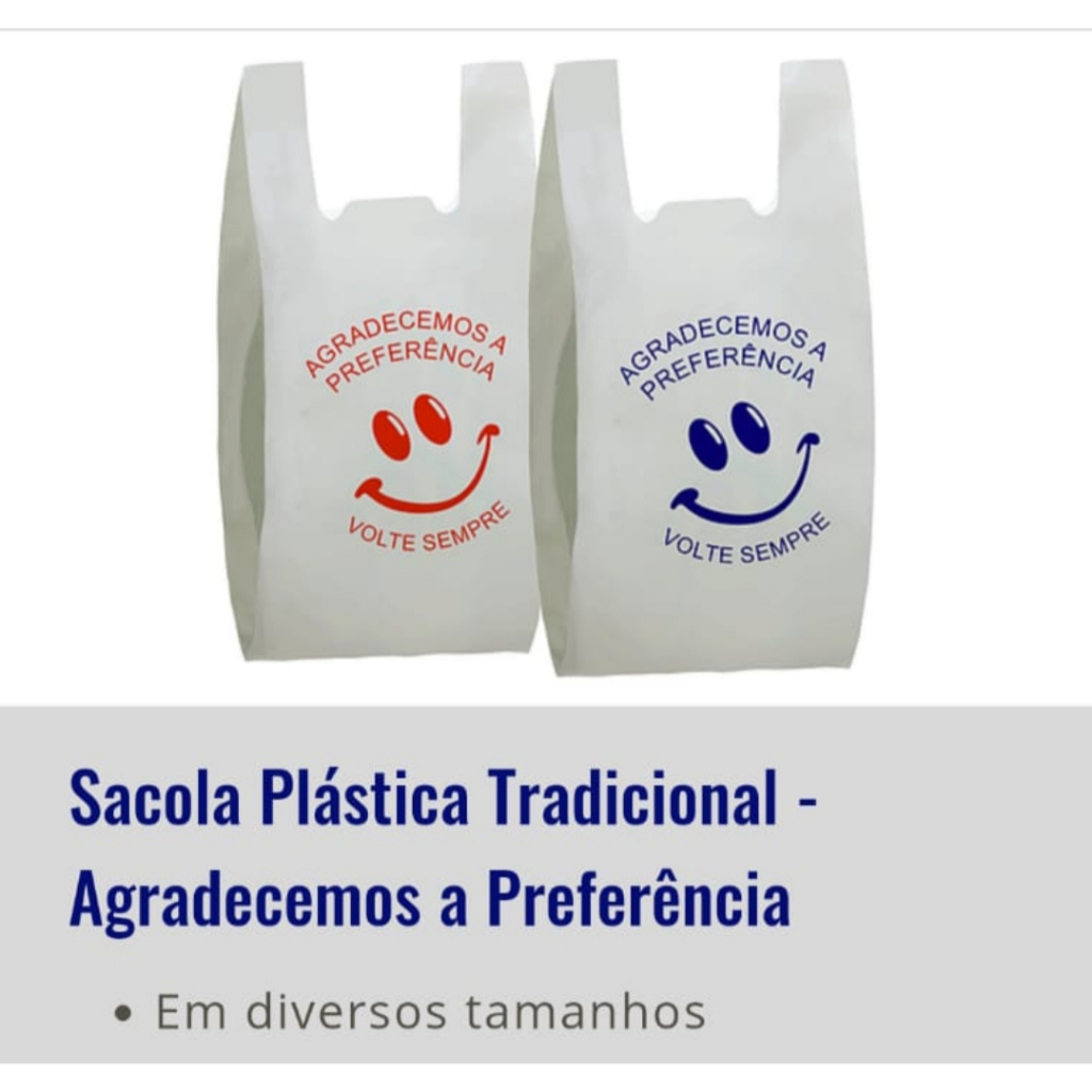 sacola plastica branca volte sempre 38x50 100 unidades em Oferta na Shopee