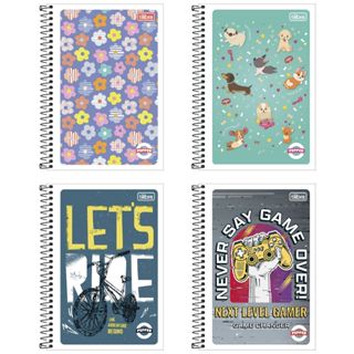 Caderno 1/4 Pepper Colorido Espiral Flexível 14 x 20 cm 80 Folhas (Kit 1, 2 e 4 Unidades) - Tilibra