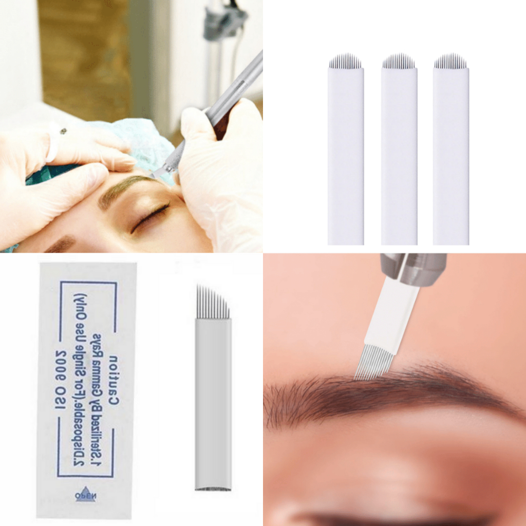 100 Laminas agulhas para tebori flex chanfrada ou U para microblanding micropigmentação sobrancelha