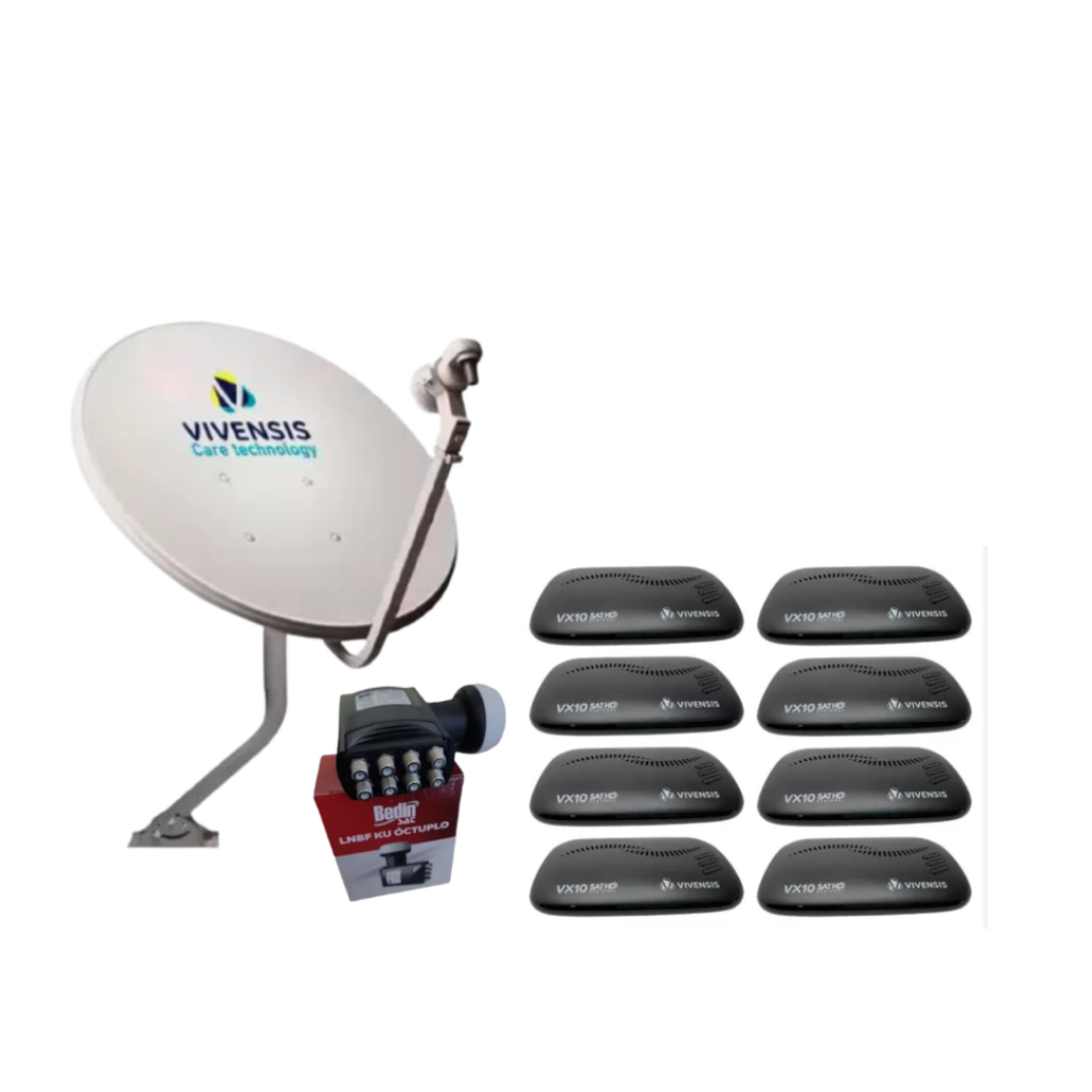 Kit Nova Parabolica Vivensis Com 8 Receptores E Ku Octo