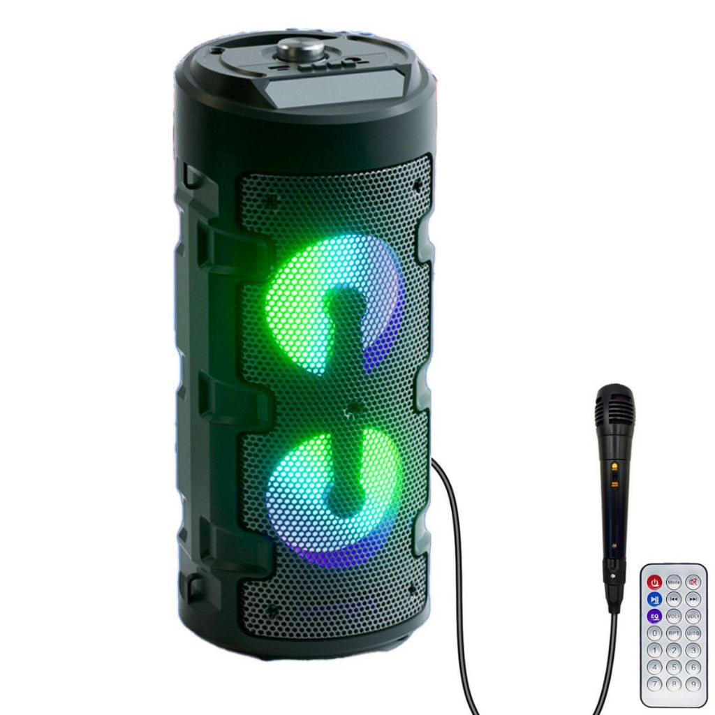 Caixa de som Bluetooth Portátil Com Microfone Controle E Alça Grande iluminação Rgb em Oferta na Shopee