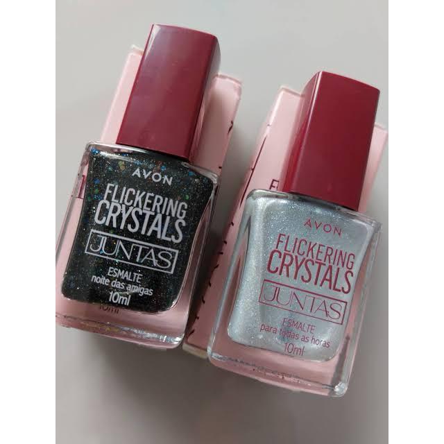 Kit 2 Esmaltes Flickering Crystals Avon Gliter Crystal