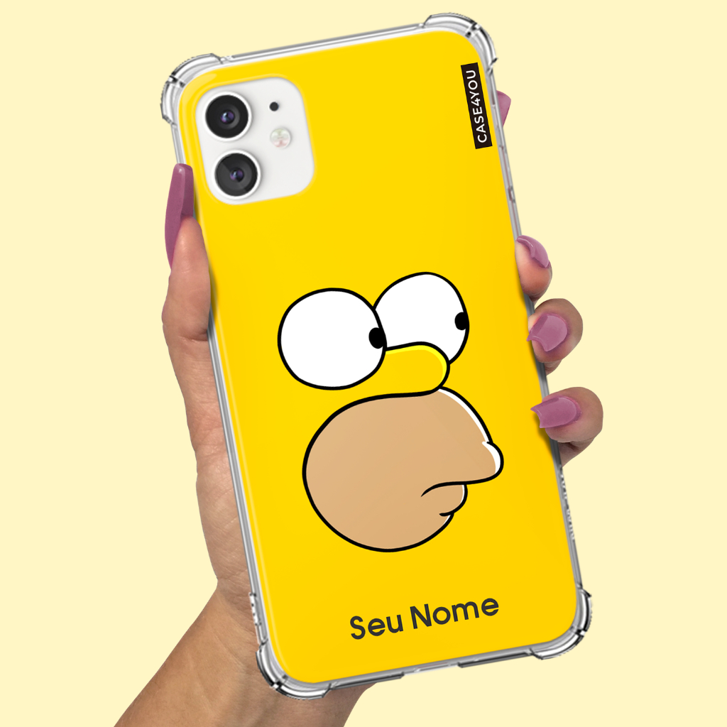 Capa Capinha de celular Personalizada Anti-impacto com nome Homer Simpsons 4