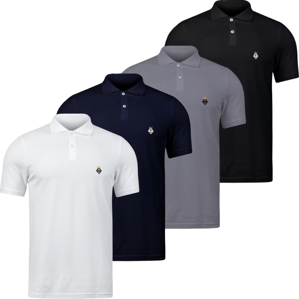 Kit 4 Camisas Polo Masculina Malha Piquet Premium Heyju