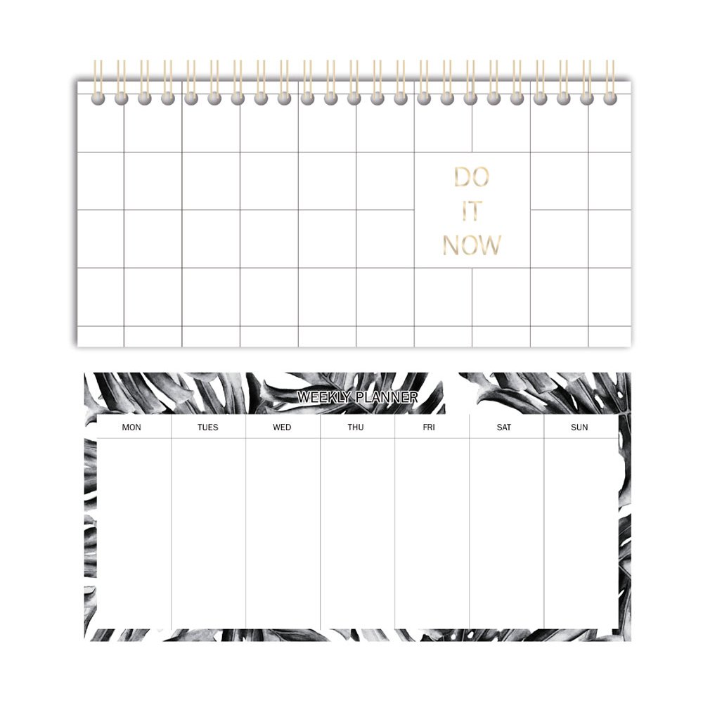 Bloco Planner de Mesa Semanal Folhagens P&B - Organizador Semanal