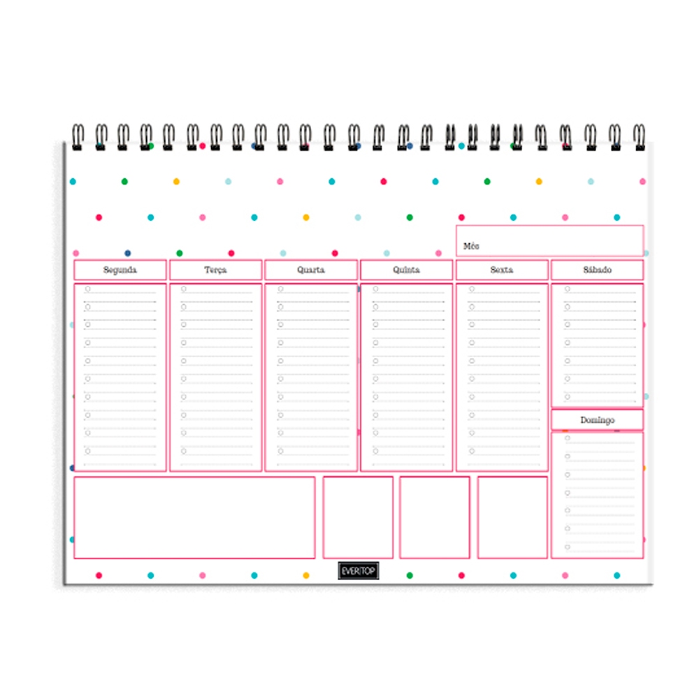 Bloco Planner de Mesa Semanal Colors - Organizador Semanal Colorido Poá