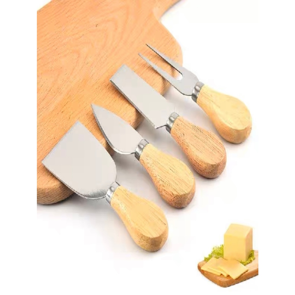 Runtoo Utilidades para Casa-Conjunto Jogo P/ Cortar Queijo 4 Pçs Inox Kit Facas Espátula