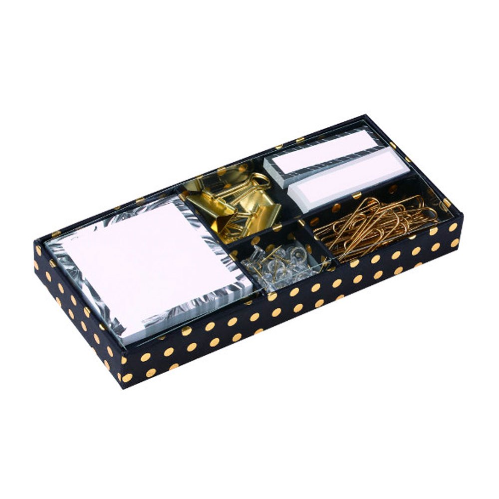 Kit Office Papelaria Black and White - Kit Escritório - Kit Papelaria - Organizador completo - Recados - Clips