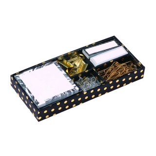 Kit Office Papelaria Black and White - Kit Escritório - Kit Papelaria - Organizador completo - Recados - Clips