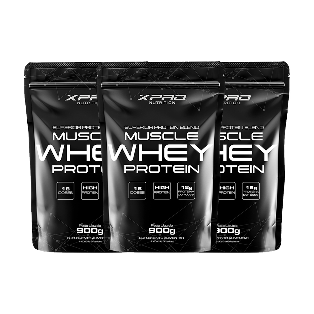 Kit 3x Whey Muscle Protein 900g - XPro Nutrition em Oferta na Shopee