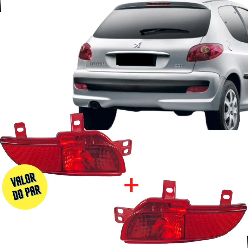 Par Lanterna Refletor Parachoque Traseiro Peugeot 207 Hatch