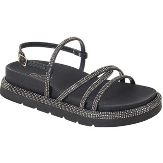 Sandália Feminina Plataforma Flatform Tratorada Papete Birken Glam Strass Brilho Confortável Promoção Original Gigil