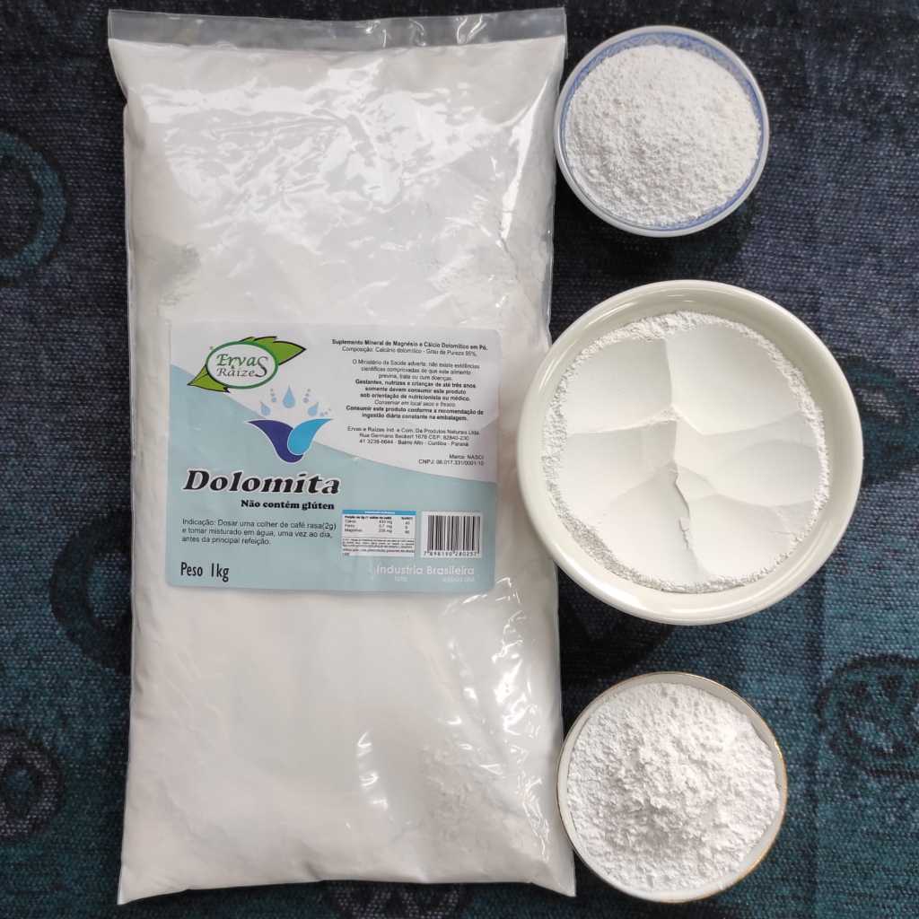 DOLOMITA 1K (Ervas Raizes) {suplemento mineral de magnésio e cálcio dolomita em pó