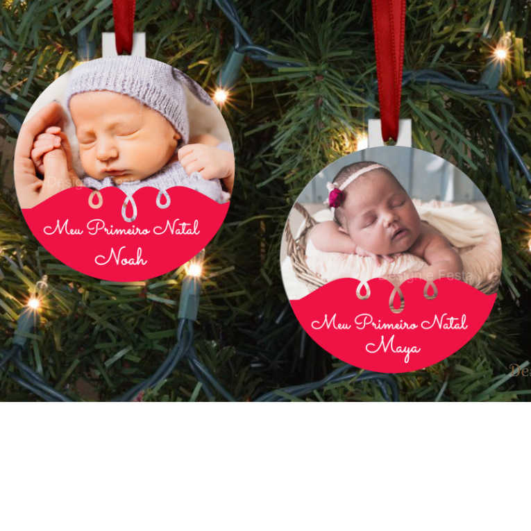 Kit Bolinhas de Natal Personalizadas meu primeiro natal Com Foto/ Bolinha de Natal personalizada/Bolinha acrílica de natal/ Esfera de natal com foto personalizada - Selecione a Quantidade