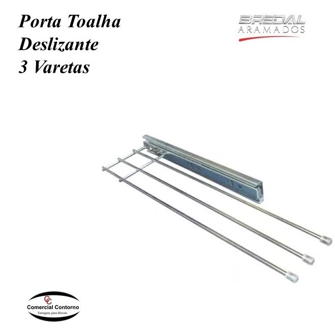 Porta Toalhas Deslizante 3 Lugares para Armário – Aço Cromado Bredal em Oferta na Shopee