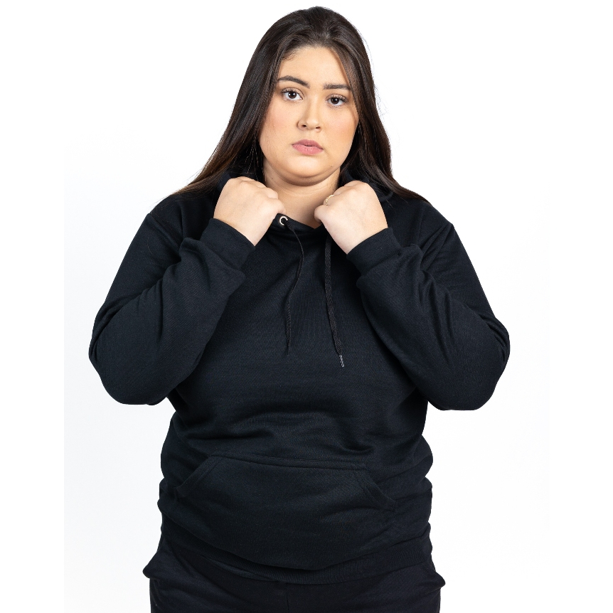 Moletom Modelo Canguru Unissex Com Bolso Casaco Algodão Flanelado Feminino E Masculino Liso Sem Estampa Promoção