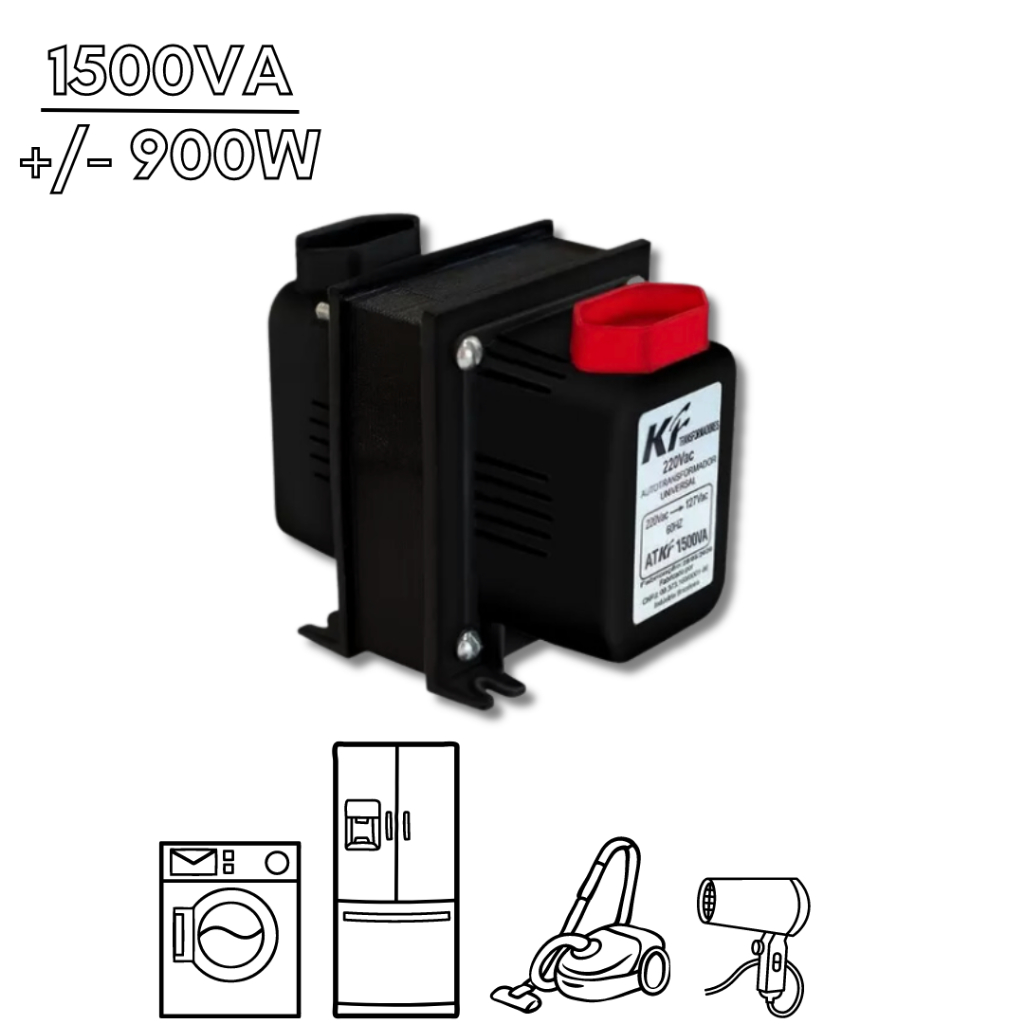 Auto Transformador 1500va Para Freezer Vertical Máquina de Lavar Conversor de Voltagem 1000W Bivolt MIKA KF