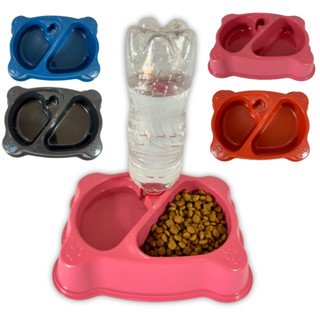 Comedouro Bebedouro Cachorro Gato Duplo Automático Suporte Garrafa Pet 2 em 1