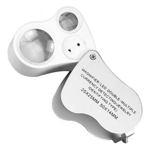 Lupa De Mão 50x 25x Portátil Dobrável Led Uv Detector em Oferta na Shopee