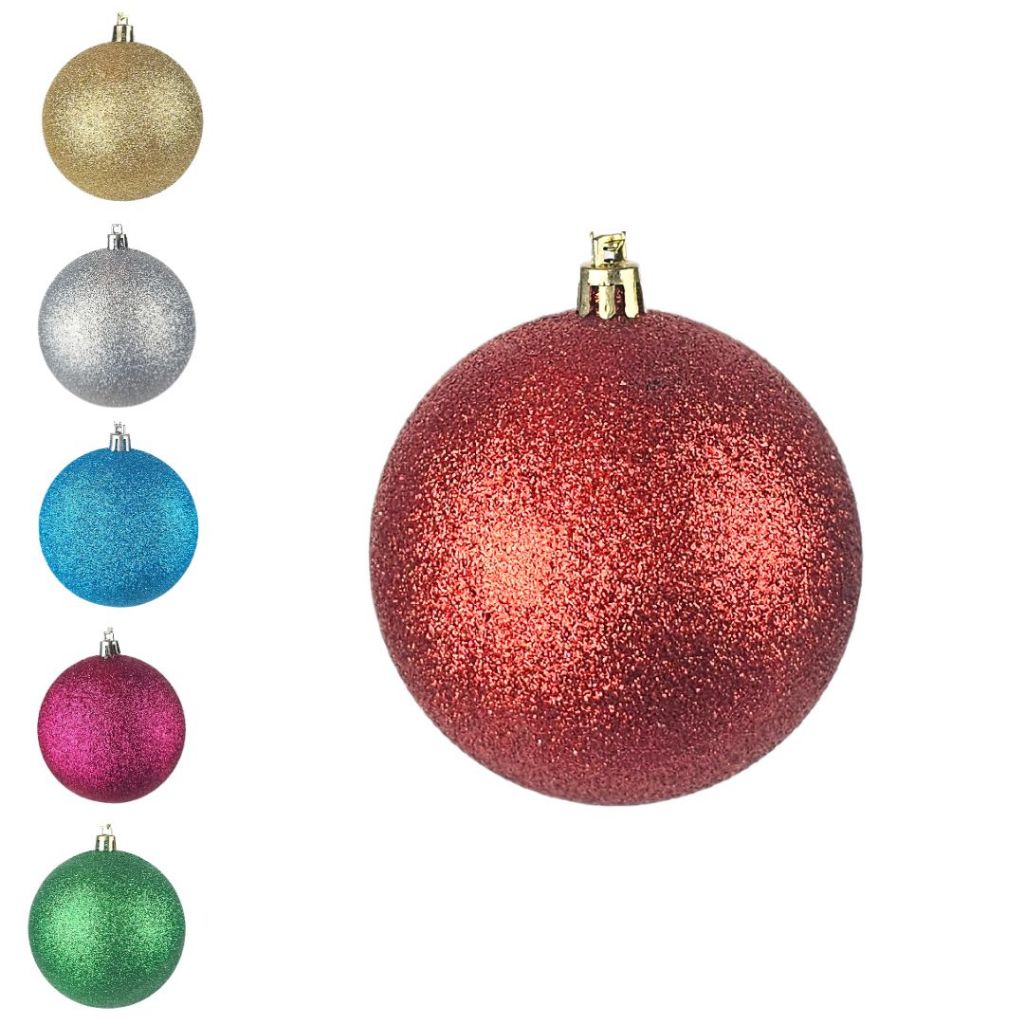 Bola de Natal Glitter  tamanho 08cm Vermelha Dourada Prata Verde Pink Azul - TOP