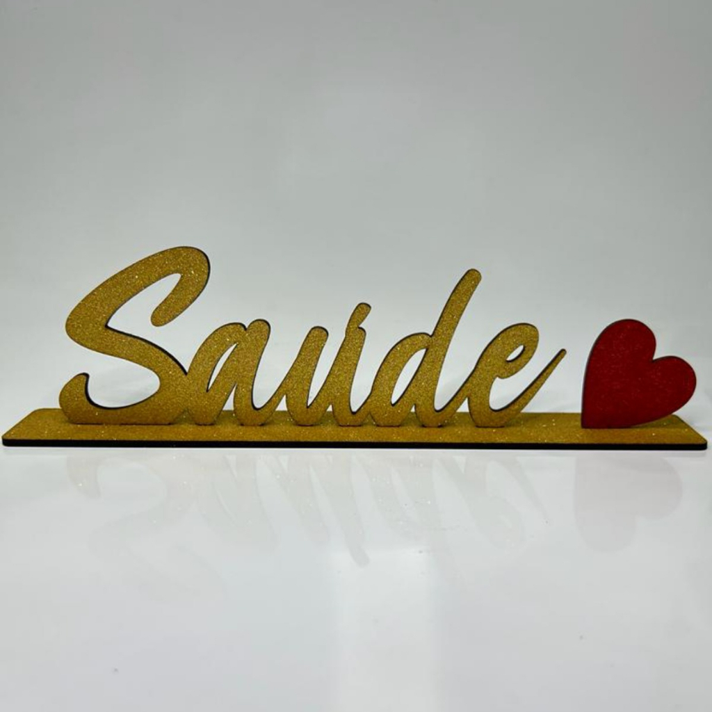 Placa Decorativa Saúde Com Base Para Mesa Estante Decoração Casa